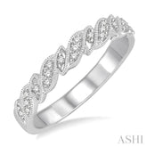 1/10 ctw Round Cut Diamond Vintage Wedding Band in 14K White Gold